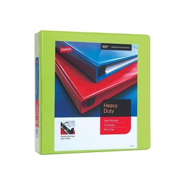 Staples 82672 Heavy Duty 2-Inch 3-Ring View Binder Chartreuse (24687)