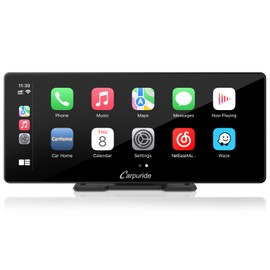 [2023 Newest ] Carpuride W103 Wireless Portable Apple Carplay & Android Auto, 10.3 inch 1080P Touch Screen Car Stereo, Mirror Link/GPS/Siri/FM/Google, Dash Windshield Mounted