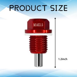 MLAHUIER Car Magnetic Oil Drain Plug with Crush Washer Gaskets, M14×1.5 Aluminum Oil Pan Drain Plug Repair Kit, Oil Drain Nut Bolt Compatible with Ford, Hyundai, Kia and Accord, Civic, Odyssey(Red)