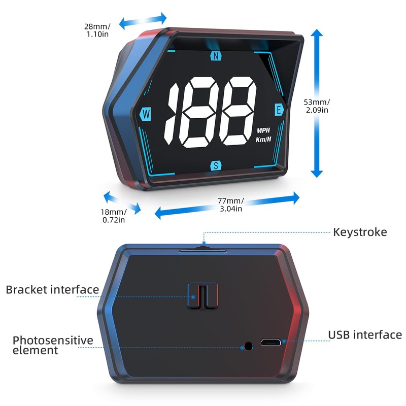MAEZOE G20 Head Up Display with Holder, GPS Speedometer Multi-Segment