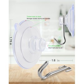 TUGEUNYU 15 Pack Suction Cup Hooks,Thicken Transparent Reusable Suction Cups for Glass/Kitchen/Bathroom/Shower Wall/Window/Door,Holds up to 4 lbs (Iron Hook-B)