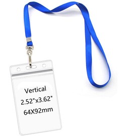 Lanyards with Id Holder Name Badges Waterproof Name tag Badge Holders with Neck Blue Lanyard Swivel J-Hook Clip 50 Pack