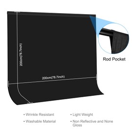 PULUZ Blackout Backdrop for Professional Photography 6.6 ft x 6.6 ft (2 m x 2 m) Black Backdrop [Iron, Washable, Won't Fade] Made of High Density 75D Polyester Thick Blackout Curtain for Photography