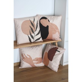 anaan Tropic Cushion Set of 4 Covers Pillow Case Velvet Soft Decorative Square Throw Pillowcases for Sofa Bedroom with Invisible Zipper design 18x18” double sided