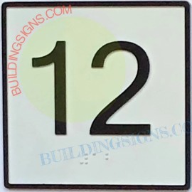 BuildingSigns.com Elevator Floor Number 12 Sign- Elevator JAMB Plate Floor 12 Sign-REF24-102
