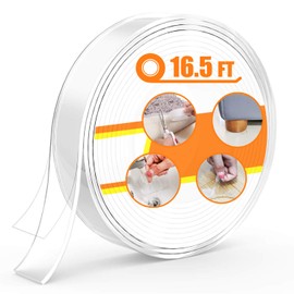 Non Slip Furniture Pads for Hardwood Floor/Rug, Heavy Duty Gripping Pads Furniture Leg Wood Floor Protectors, Silicone Gel Pads Clear, 16.5 ft Length, by QIYIHOME