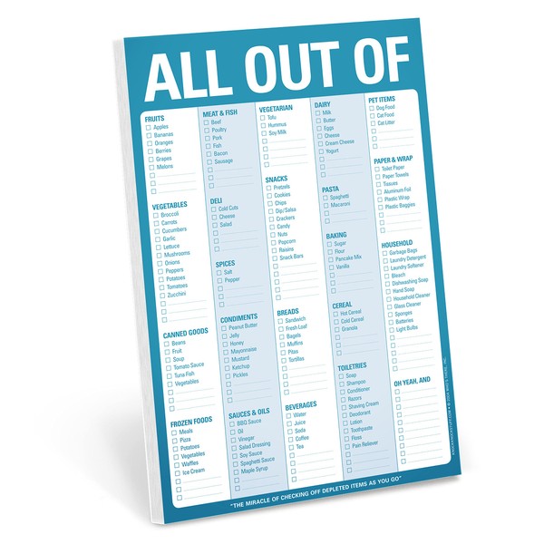 Knock Knock All Out Of Pad Grocery List Note Pad, 6 x 9-inches (Blue)