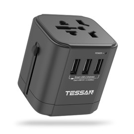 TESSAN Reiseadapter Weltweit, Steckdosenadapter Japan mit 3 USB A, Reisestecker Adapter Weltweit, Universal Adapter für Japan USA UK England China Thailand, Internationaler Stecker Adapter