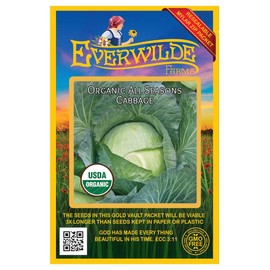 Everwilde Farms - 250 Organic All Seasons Cabbage Seeds - Gold Vault Packet