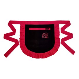 Ragged Rose Frilly Half Apron, cotton, Black and Pink, one Size 10-16