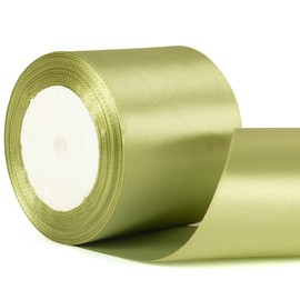 75mm Wide Sage Green Ribbon Thick Satin Ribbon Morandi Green Wedding Car Ribbon, 3 inch Thick Green Ribbon for Gift Wrapping Bouquet Crafting Wedding Car Bow Decoration Ribbon Present Wrapping Ribbon