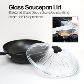 DIVCHI Glass Pan Lid For Saucepan Pots, Multi-use Stockpots Lid With Strong Handle, Design To Fit Casseroles Pan, Compatible Lids Cover For Sauté Pans, Pots, And Saucepans (26cm)