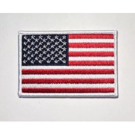 Sam & Martha AMERICAN FLAG PATCH embroidered iron on white borde USA US United States 3.5"