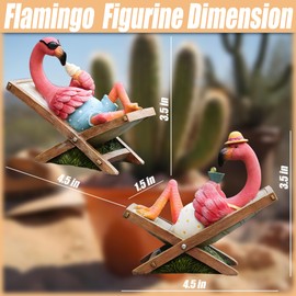 MUAMAX 2Pcs Pink Flamingo Figurines Resin Flamingo Bird Sculpture,Small Flamingo Ornaments for Coastal Home Wedding Decor, Housewarming Flamingo Gifts for Woman,Desk Tropical Holiday Decoration