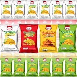 LULU Salted, Sweet, Lemon, Chili Lemon Plantain Chips - Variety Pack, 2.5oz Bag (Pack of 12, Total of 60 Oz)