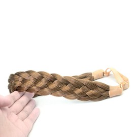 BOBIYA 5 Strands Synthetic Hair Braided Headband Classic Chunky Wide Braided Braids Elastic Stretch Hairpiece for Women Girls (Caramel Brown)