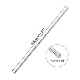 sourcing map 3mm x 300mm 304 Stainless Steel Solid Round Rod for DIY Craft - 10pcs