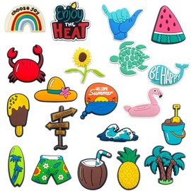 20pcs Hawaiian Beach Shoes Charms, Cute PVC Shoe Pins Decoration Charms for Girls Boys, Birthday Party Favors Gift