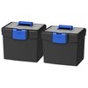 Storex File Storage Box with XL Storage Lid, Black/Blue, 2-Pack