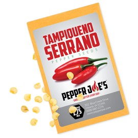 Pepper Joe’s Tampiqueno Serrano Pepper Seeds ­­­­­– Pack of 10+ Hot Mexican Pepper Seeds – USA Grown ­– Premium Non-GMO Red Serrano Seeds for Planting in Your Garden