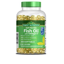 Finest Nutrition Half-the-Size Fish Oil 1200 mg, Softgels, 200 ea