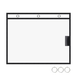 suituts 12 Pack Horizontal Job Ticket Holders with 3 Rings Fit for 8.5 x 11 Inch Work Order Plastic Sleeves for Documents Dry Erase Pockets Reusable (Black)