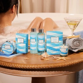 Spa Mothers Day Gift Sets for Women - 7 Pcs Ocean Scent Bath & Body Birthday Gifts Baskets for Beauty Holiday