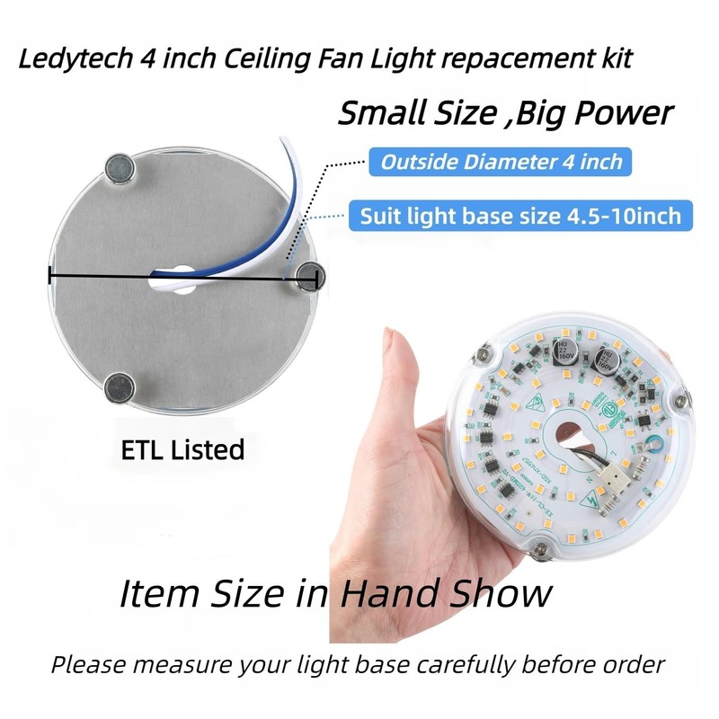 Ledytech 4 inch LED Retrofit Light Kit for Ceiling Fan