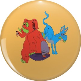 democrat republican elephant donkey editorial cartoon Lapel Bin Brooch Badge Pin 0.75"