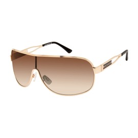 Rocawear R1532 Metal Wrap UV400 Protective Rectangular Shield Sunglasses. Gifts for Men with Flair, 135 mm, Gold & Black