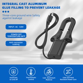 ORSEM 500W All Aluminum Cast Submersible De-Icer, Melts Snow and ice into Water and is Suitable for Heating Drinking Water for Livestock, Poultry, Horses, Cattle, Birds and Other Wildlife in Winter;