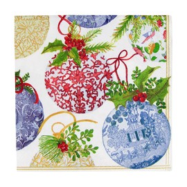 Caspari Porcelain Ornaments Paper Cocktail Napkins - 20 Per Package