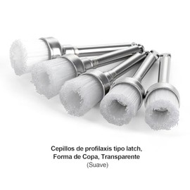 100pz Cepillos Profilaxis Dental Tipo Copa Cerdas Nylon Suave Transparente Latch Contraángulo Autoclavable Vástago Cobre Antioxidante Duradero Adapta