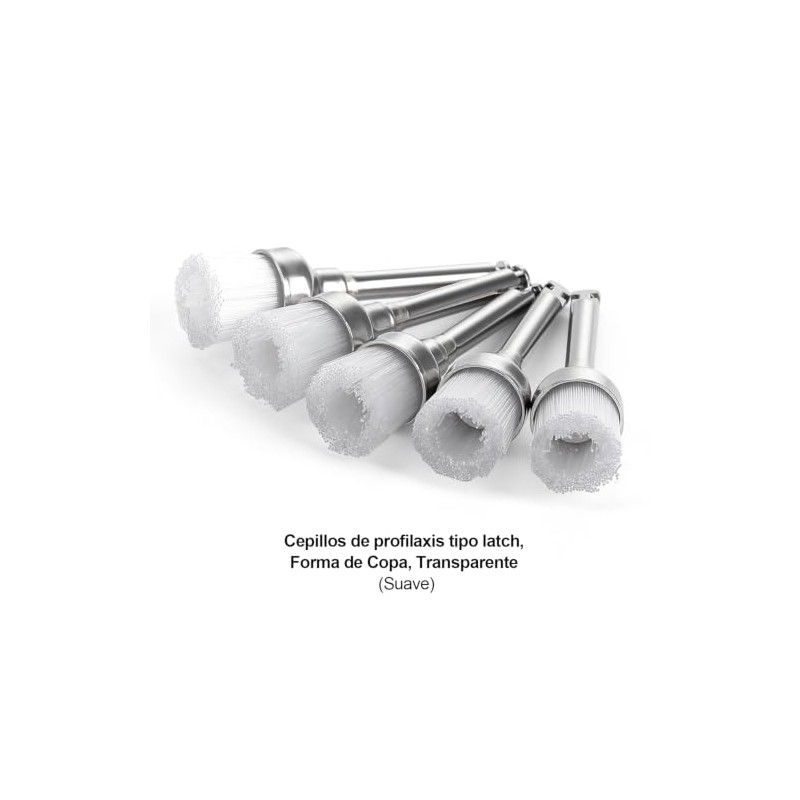 100pz Cepillos Profilaxis Dental Tipo Copa Cerdas Nylon Suave Transparente