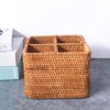 Handweaved Rattan 4 Compartments Storage Box Cosmetics Organizer Utensil and
