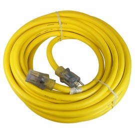 Prime Wire & Cable Prime LT511930 Ultra Heavy Duty SJTOW Extension Cord with Indicator Light, 10 AWG, 15 A, 125 V, 50 ft L, Yellow