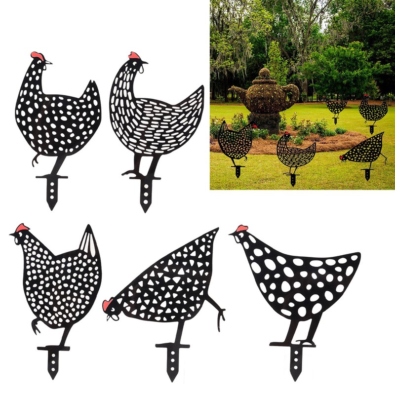 5Pcs Rooster Silhouette Acrylic Hollowed Assorted Style Rich Details Black