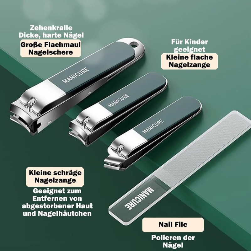 Bibykivn Professional Stainless Steel Pedicure and Manicure Set (Moss Green)