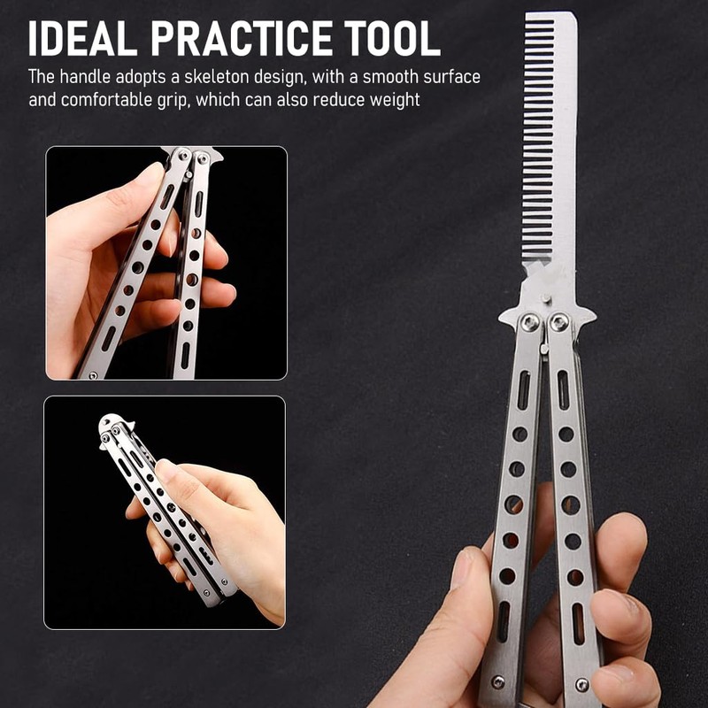ZIBUYU® Butterfly Comb Professional Training Comb Stainless Steel Folding Practice