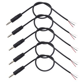 ELNONE 5PCS 0.3M/1FT 3.5mm Male to Bare Wire Open End TRS 3 Pole Stereo Cable for 3.5mm Stereo Male Repair
