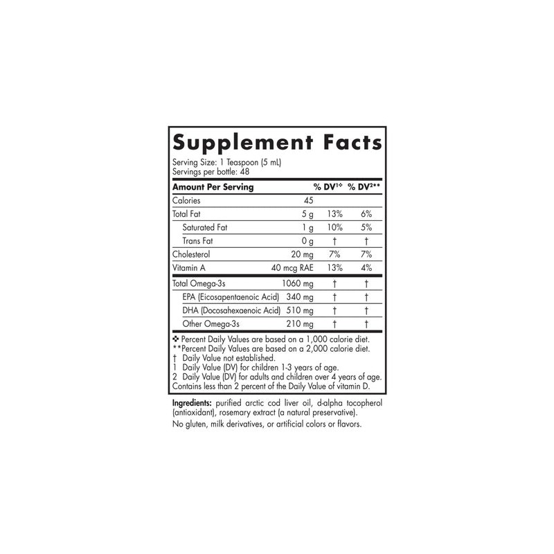 Nordic Naturals Arctic Cod Liver Oil Unflavoured 237ml Fish Oils