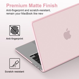 G JGOO Compatible with MacBook Pro 14 inch Case 2026-2021 M5 Pro/Max M4 M3 M2 M1 A3427 A3426 A3434 A3112 A3185 A3401 A2918 A2992 A2779 A2442, Anti-Crack TPU Bumper Hard Shell Case, Frosted Baby Pink