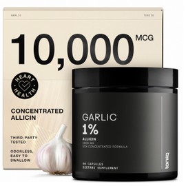 Garlic Capsules with 10,000mcg Allicin - Odorless - 50:1 Extract for Maximum Potency - Third-Party Lab Tested - 60 Vegetarian Capsules