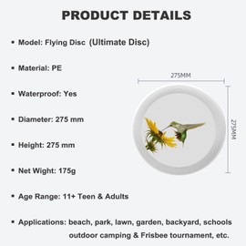 Uanvaha Spring Summer Flying Discs Bird Flower Floral Ultimate Disc Equipment 175g for Teens Adults Beginners and Advanced Players