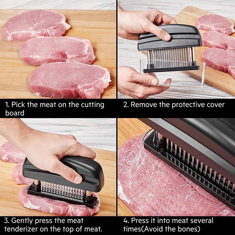 Happy Fox Meat Tenderizer Needle, 48 Pin Stainless Steel Sharp