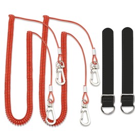 Fishing Rod Belt with Rope, Spiral Cord, Wired, 114.8 inches (290 cm), Set (Red)