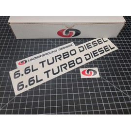 6.6L Turbo Diesel Decals Duramax Hood Stickers Select Color: (Gloss Blackout, 0.75" x 12.0")