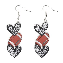Football Dangle Earrings for Women Drop Rugby Earrings for Football Girls Acrylic Print Heart Rugby Earrings Fashion Ball Statement Accessories End of Season Gift for Football Player Gifts