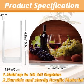 SUPERDANT Red Wine Grapes Napkin Holder Vintage Acrylic Paper Napkin Holder Freestanding Tissue Box Dispenser for Kitchen Table Cocktail Napkin Holder for Restaurant Banquet Bar 12.5x5x10.5CM