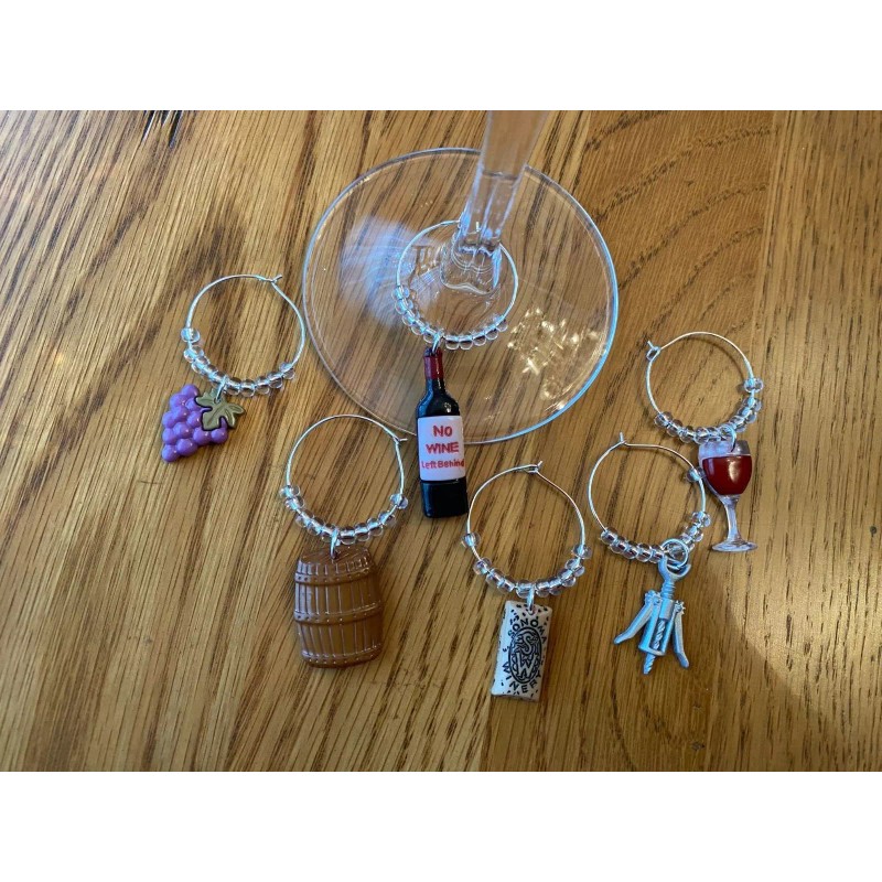hand crafted " WINE THEMED" SET OF 6 Hand Crafted